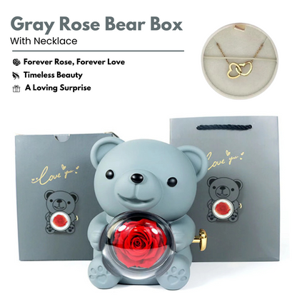 LovelyBear - Ewige Rose Bär Geschenke Box mit Halskette