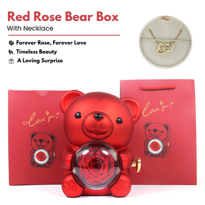 LovelyBear - Ewige Rose Bär Geschenke Box mit Halskette