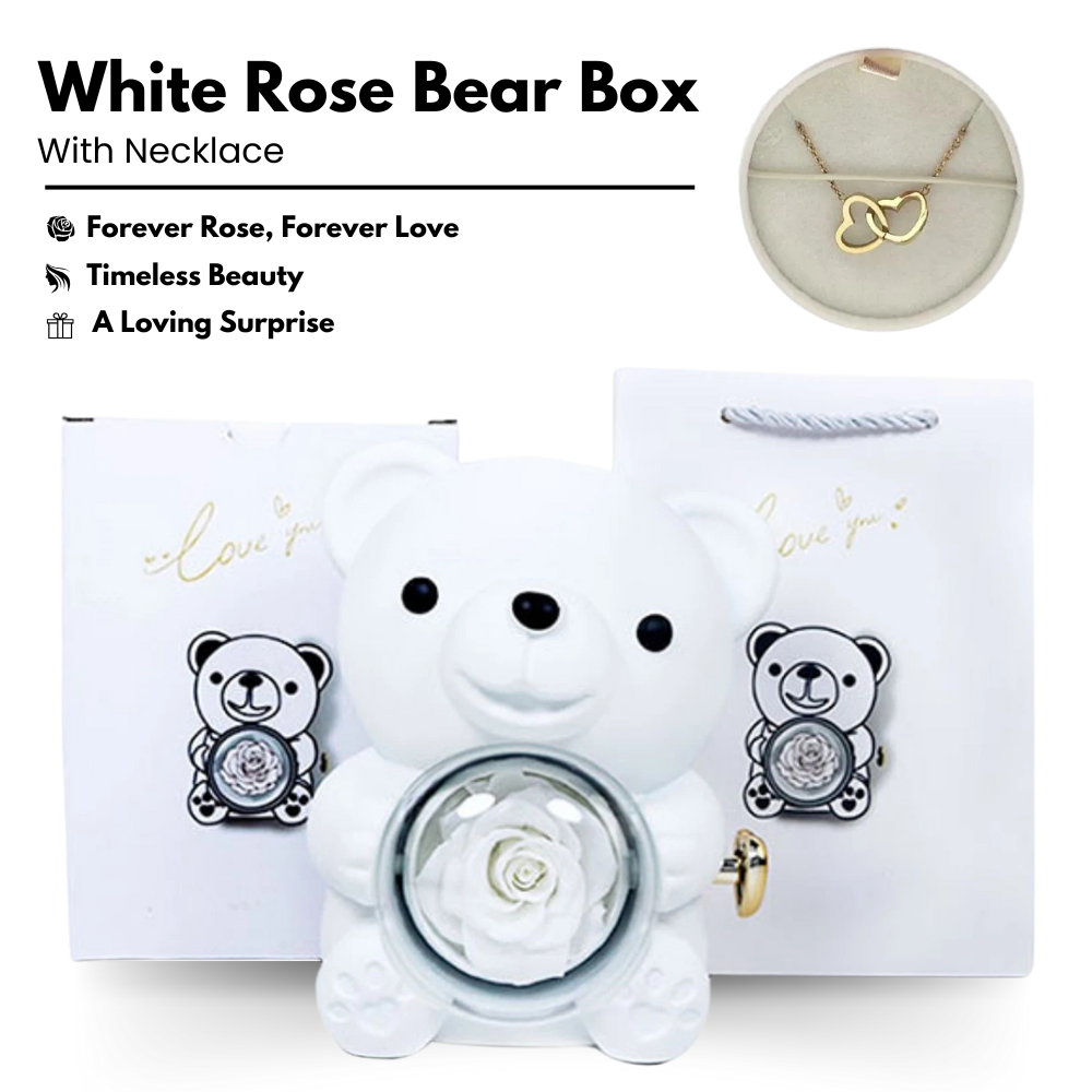 LovelyBear - Ewige Rose Bär Geschenke Box mit Halskette